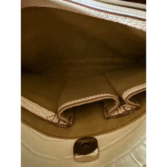 Liz Claiborne Cream Faux Crocodile Embossed Shoulder Tote Bag  Long Straps - Picture 8 of 12